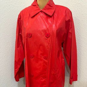 Henri Bendel Drizzle Vintage Ladies Red Raincoat SZ M